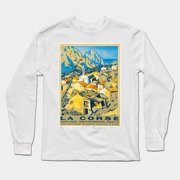 La Corse - Corsica: Vintage French Travel Poster Design Long Sleeve T-Shirt by Naves